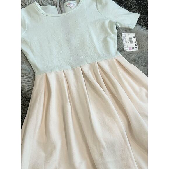 LuLaRoe Mint/Cream‎ Amelia Dress With Pockets Stretch Textured Size Medium - Picture 2 of 3
